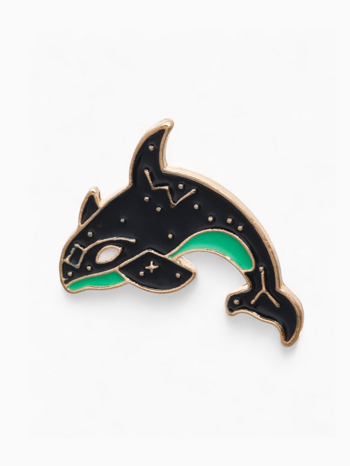 Значок «Косатка» созвездие, цвет чёрно-зелёный в золоте - Фото 1