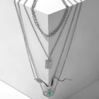 Кулон «Цепь» змея, глаз, плитка, цвет бело-бирюзовый в серебре, 62см - фото 24424030