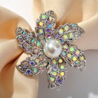 Кольцо для платка "Цветок" папоротник, цвет радужно-белый в серебре - фото 9652346