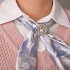 Кольцо для платка "Цветок" с бусиной, цвет радужно-белый в серебре - Фото 1