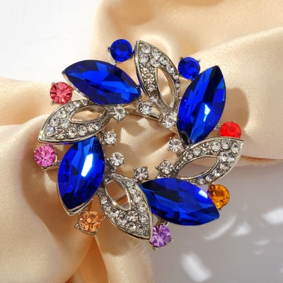 Кольцо для платка «Бумеранг», цветное в серебре