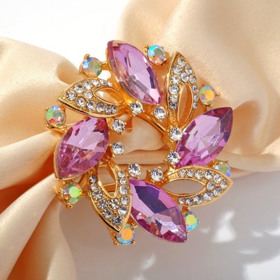 Кольцо для платка «Бумеранг», цветное в золоте