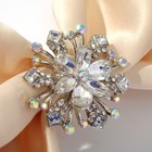 Кольцо для платка "Цветок" фейерверк, цвет радужно-белый в серебре - фото 9652428