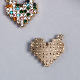 

Декор для творчества металл "Разноцветное сердце" стразы 1,9х2 см