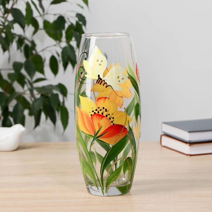 Ваза "Мак с бабочкой" овал 26см - Фото 1