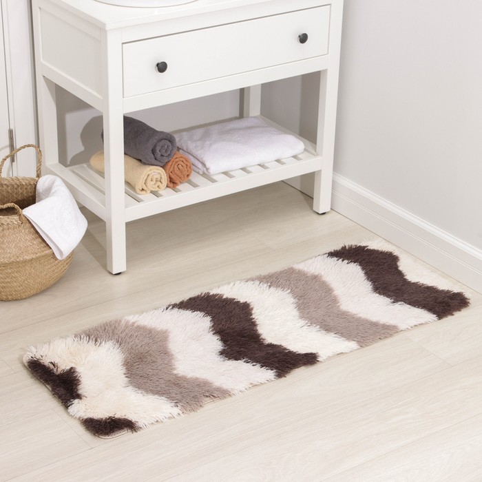 Коврик для дома Доляна «Пушистик. Зиг-заг», 40×60 см, цвет коричневый - Фото 1