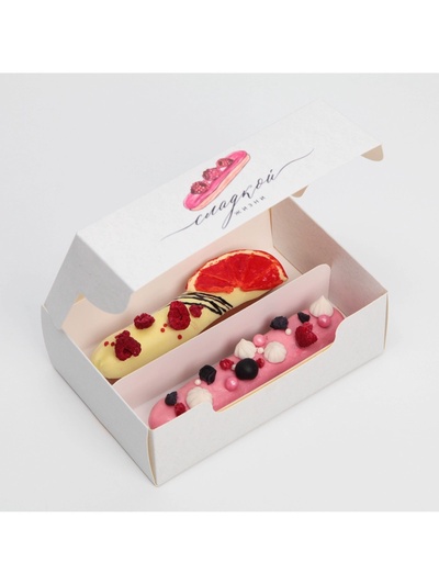 Коробка для эклеров, кондитерская упаковка, 2 вкладыша, «Сладкая жизнь», 15 х 10 х 5 см