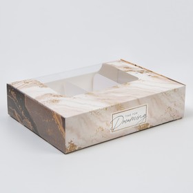 Коробка для эклеров, кондитерская упаковка, 4 вкладыша, «Мрамор», 20 х 15 х 5 см