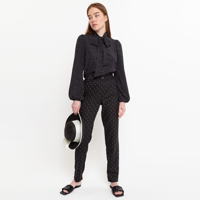 Блуза с бантом, мелкий горох, р-р 46 53487