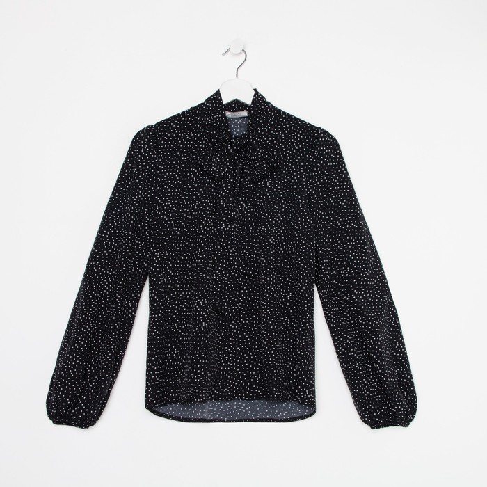 Блуза с бантом, мелкий горох, р-р 52 53490