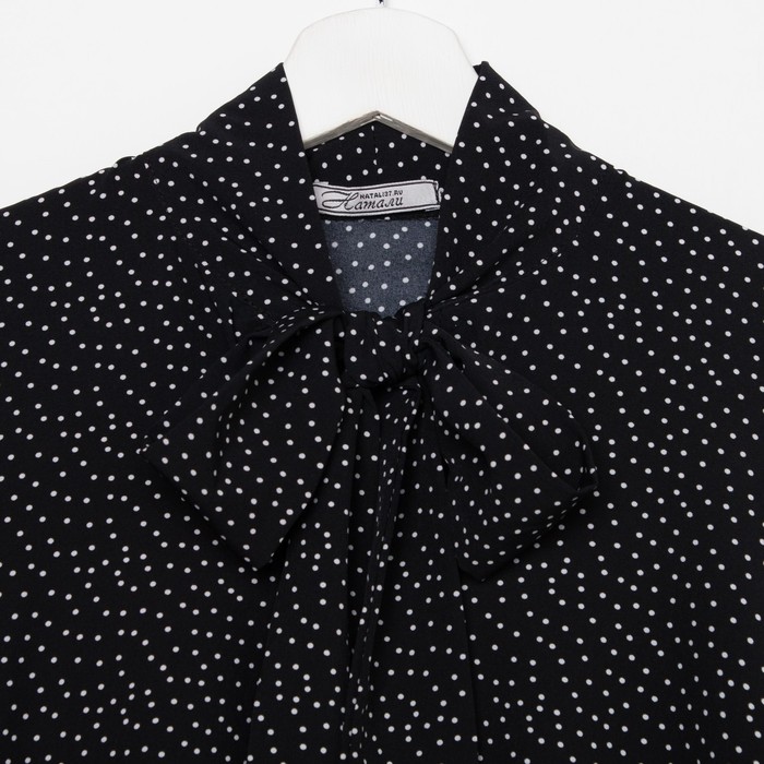 Блуза с бантом, мелкий горох, р-р 52 53490