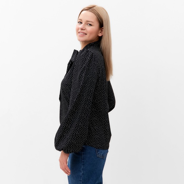 Блуза с бантом, мелкий горох, р-р 54 53491