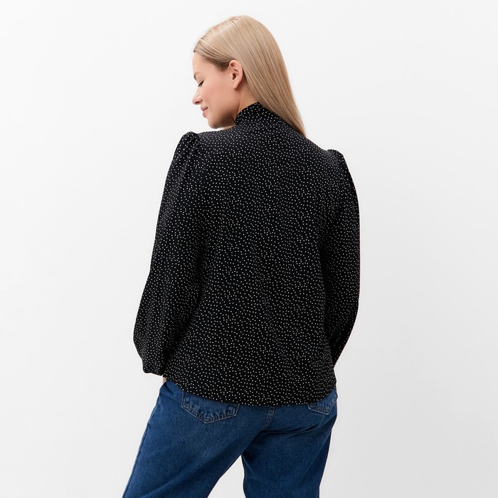 Блуза с бантом, мелкий горох, р-р 54 53491