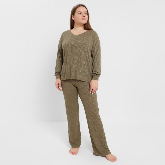 Костюм женский (джемпер/брюки) , хаки, р-р 48 53493