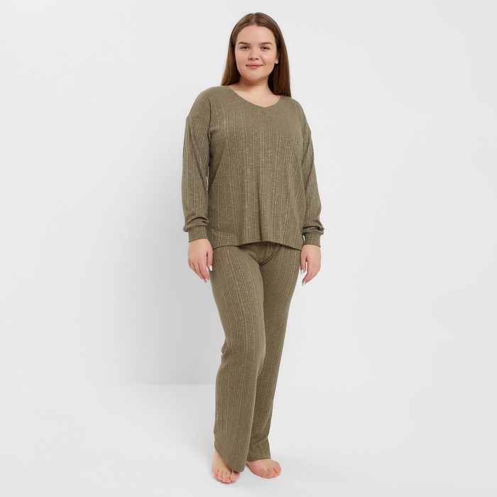 Костюм женский (джемпер/брюки) , хаки, р-р 48 53493