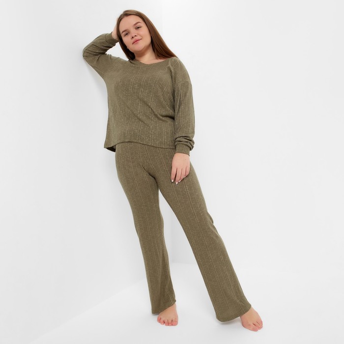Костюм женский (джемпер/брюки) , хаки, р-р 48 53493