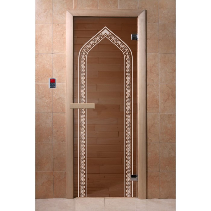 Дверь «Арка», размер коробки 190 × 70 см, 6 мм, 2 петли, правая, цвет бронза