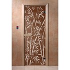 Дверь «Бамбук и бабочки», размер коробки 190 × 70 см, 6 мм, 2 петли, правая, цвет бронза - фото 299722197