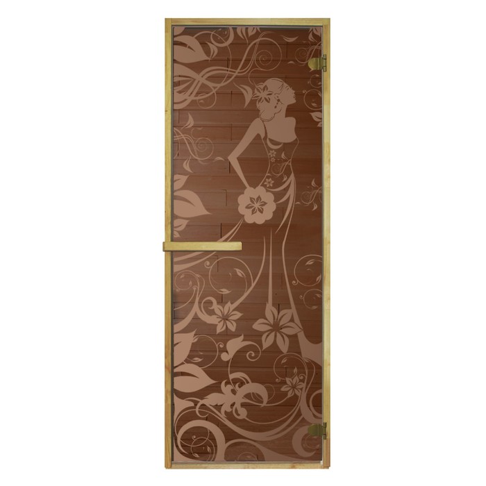 Дверь «Девушка в цветах», размер коробки 190 × 70 см, 6 мм, 2 петли, правая, цвет бронза - Фото 1