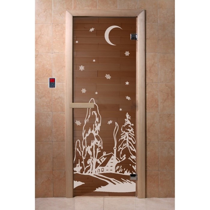 Дверь «Зима», размер коробки 190 × 70 см, 6 мм, 2 петли, правая, цвет бронза - Фото 1