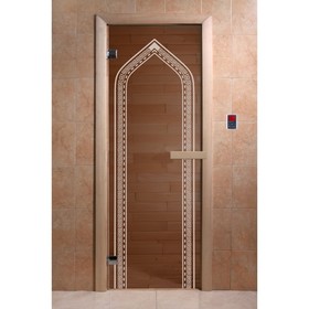 Дверь «Арка», размер коробки 190 x 70 см, 6 мм, 2 петли, левая, цвет бронза