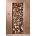 Дверь «Бамбук и бабочки», размер коробки 190 × 70 см, 6 мм, 2 петли, левая, цвет бронза - фото 299722209