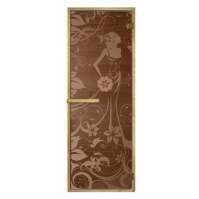 Дверь «Девушка в цветах», размер коробки 190 × 70 см, 6 мм, 2 петли, левая, цвет бронза
