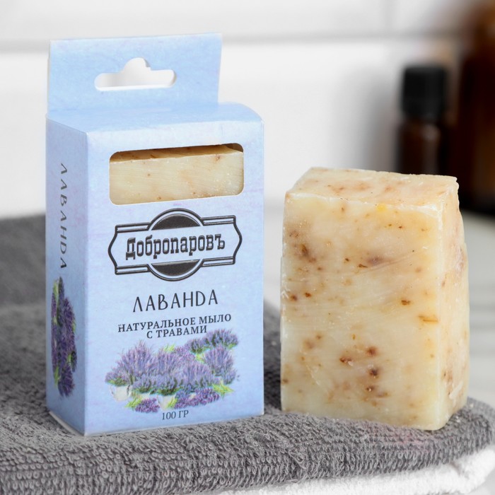 Мыло банное натуральное с травами в коробке "Лаванда" 100 г Добропаровъ - Фото 1