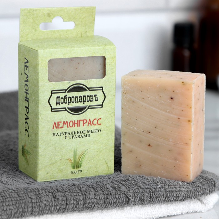 Мыло банное натуральное с травами в коробке "Лемонграсс" 100 гр Добропаровъ - Фото 1
