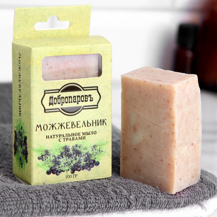 Мыло банное натуральное с травами в коробке "Можжевельник" 100 г Добропаровъ - Фото 1