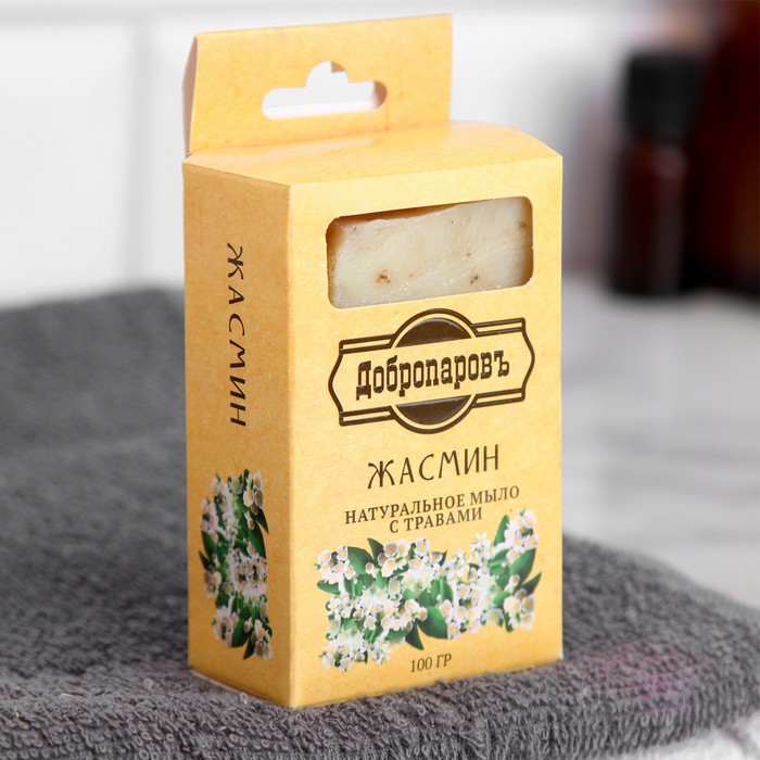 Мыло банное натуральное с травами в коробке "Жасмин" 100 г Добропаровъ - фото 1901571745
