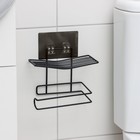 Держатель для туалетной бумаги с полочкой Доляна, 18,5×10,5×14,3 см, на липучке, цвет чёрный - Фото 4