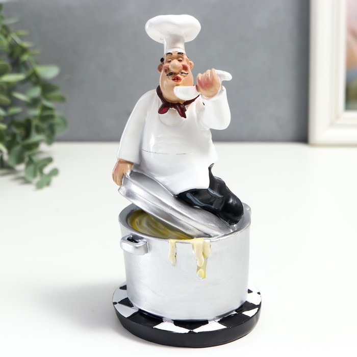 Фигурка полистоун «Повар на кастрюле: снимает пробу», 18.3×9×9.3 см - Фото 1