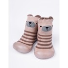 Ботиночки-носочки детские First step bear, размер 24, цвет бежевые - Фото 1