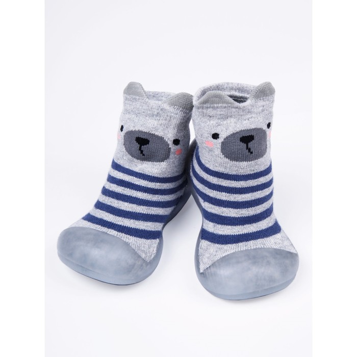 Ботиночки-носочки детские First step bear, размер 22, цвет серые