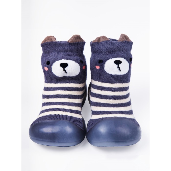 Ботиночки-носочки детские First step bear, размер 22, цвет мокрый асфальт