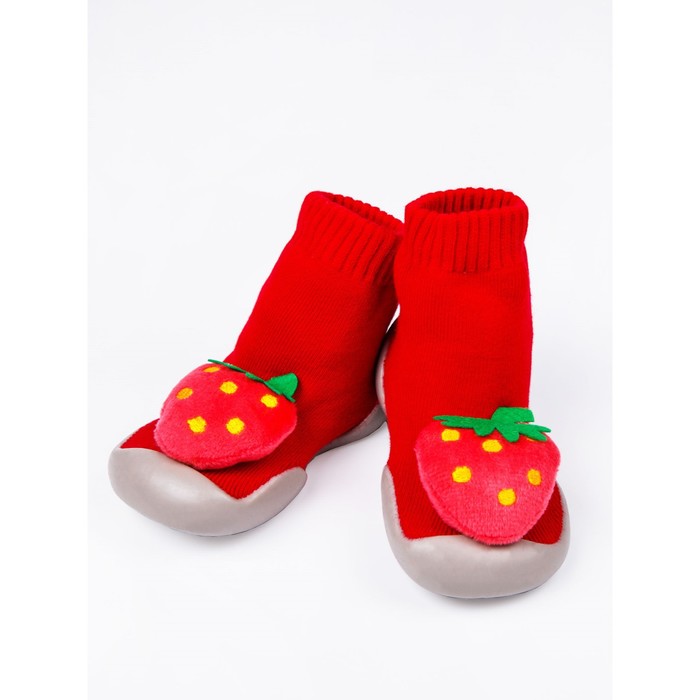 Ботиночки-носочки детские First step fruit, размер 23, цвет красные