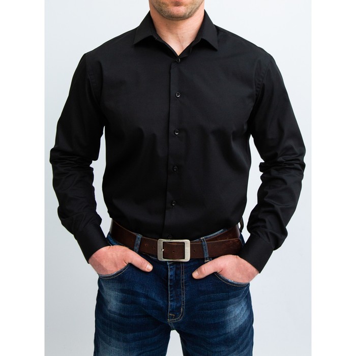 Рубашка мужская, рост 182 -188. размер 40, цвет чёрный