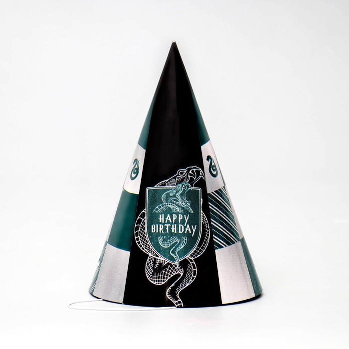 Колпак праздничный бумажный Happy Birthday, цвет зелёный