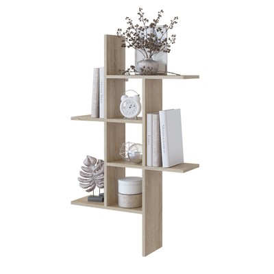 Полка настенная, 1139 × 196 × 677 мм, цвет дуб сонома