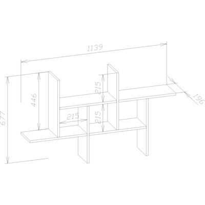 Полка настенная, 1139 × 196 × 677 мм, цвет дуб сонома