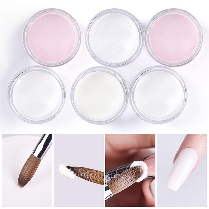 Акриловая пудра для ногтей, камуфлирующая, 6 шт, 3 гр, разноцветная 27069