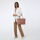 Сумка-шопер женская на молнии, размер 44×14×29 см, однотонная, розовая - фото 48590003