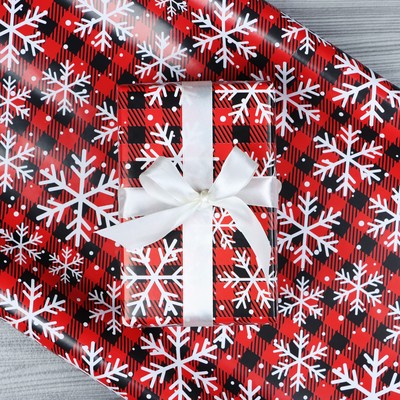 Бумага упаковочная новогодняя глянцевая «Снегопад», 70×100 см, 1 лист