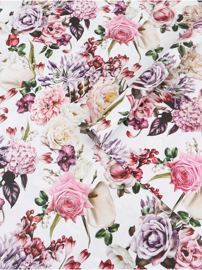 Бумага упаковочная глянцевая двусторонняя «Букет», 100×70 см - Фото 1