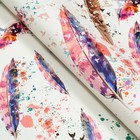 Бумага упаковочная глянцевая, двусторонняя "Перья", рисунок, 100 х 70 см (комплект 10 шт) - фото 25270188