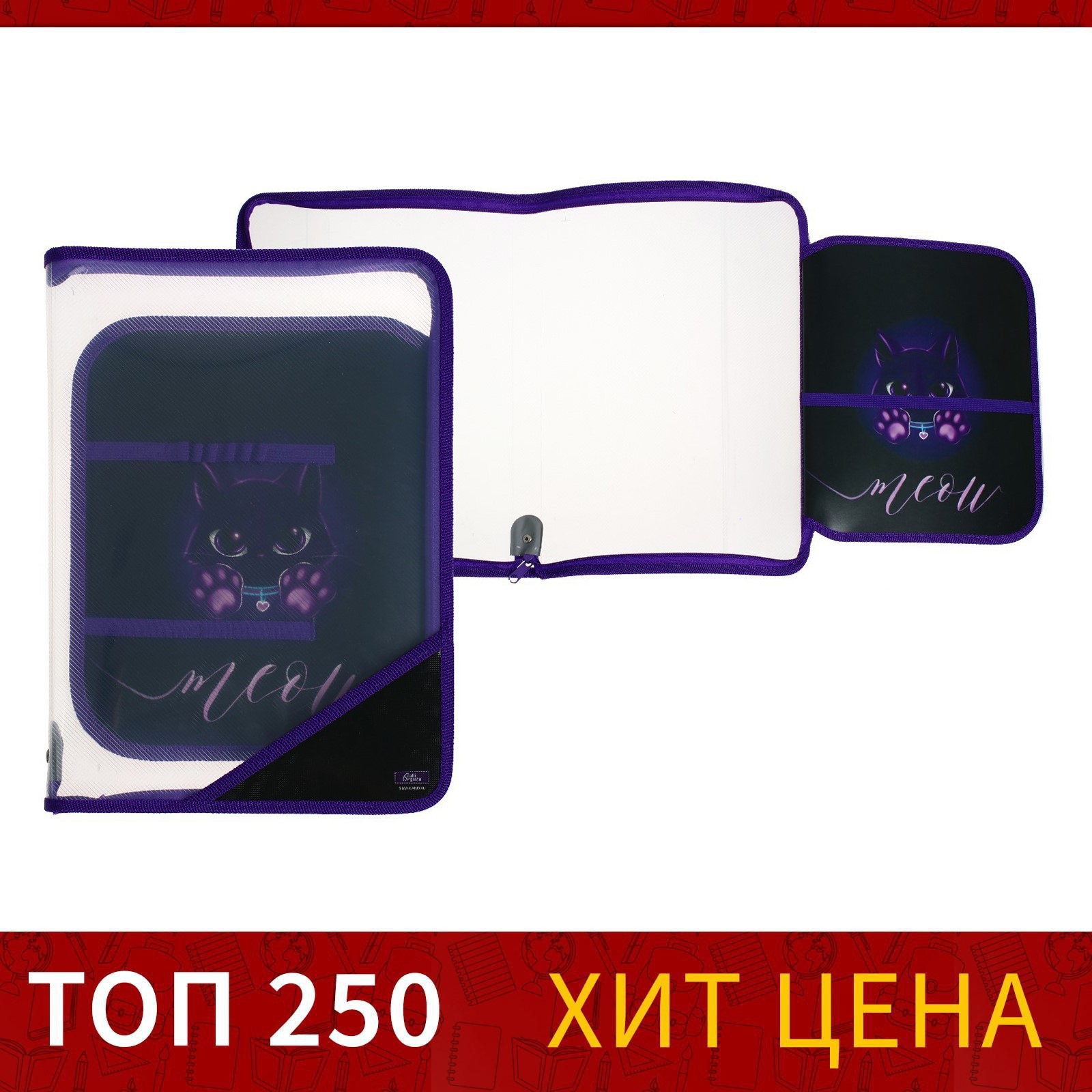 Папка для труда А4, 325 х 230 х 25 мм, молния вокруг, откидная планка ...