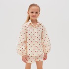 Блузка для девочки MINAKU: Cotton Collection цвет бежевый, рост 98 - фото 9656326