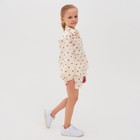 Блузка для девочки с сердечками MINAKU: Cotton Collection, бежевая, рост 146 см - Фото 5