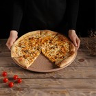 Форма для пиццы Magistro Shiny Diamond, 39×1.5 см, толщина 0.6 мм, антипригарное покрытие, коричневая - Фото 5